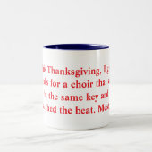 Special thanksgiving mug for organists tweekleurige koffiemok (Center)