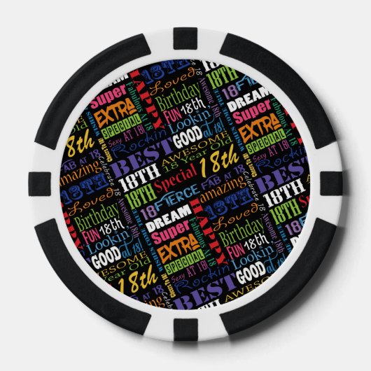 Speciale 18e verjaardag foto met monogram poker chips (Voorkant)