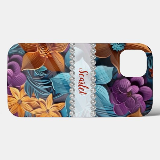 Speciale 3D bloemenregeling, diamant lijst Case-Mate iPhone Case (Achterkant (horizontaal))