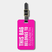 Speciale aandacht voor Funny Bag | Humor Roze Bagagelabel (Voorkant verticaal)