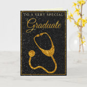 Speciale Afstuderen Gold Glitter Doctor Kaart (Gele Bloem)