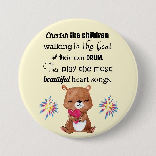 Speciale behoeften Kinder Inspirerend, hartliedjes Ronde Button 7,6 Cm (Voorkant)