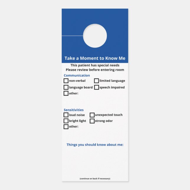 Speciale behoeften patiënt - geen logo-versie (Voorkant)