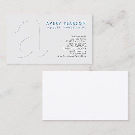 Speciale behoeften Tutor Shadow Monogram BusinessC Visitekaartje (Voorkant / Achterkant)