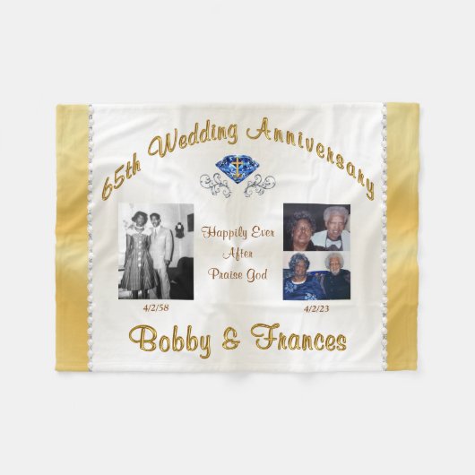 Speciale bestelling 65th Wedding Jubileum Blanket Fleece Deken (Voorkant (Horizontaal))