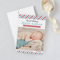 Speciale bezorging baby jongen Aqua rode foto gebo