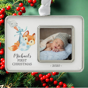 Speciale bezorging FOX Eerste Kerstfoto Verzilverd Kader Ornament
