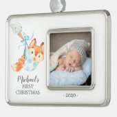 Speciale bezorging FOX Eerste Kerstfoto Verzilverd Kader Ornament (Links)