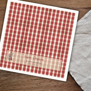 Speciale bezorging Italiaans rood geruit babyfeest Servet