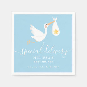 Speciale Bezorging Ooievaar Goud Ster Blauw Baby S Servet