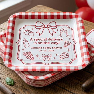 Speciale bezorging Pizza Baby shower Party Papieren Bordje