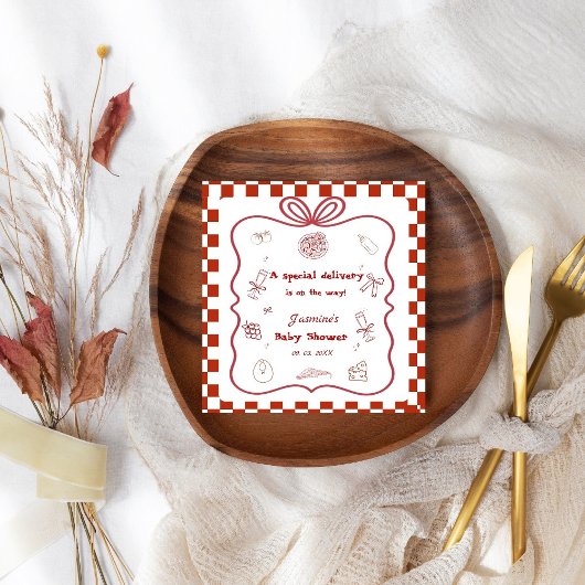Speciale bezorging Pizza Baby shower Party Servet