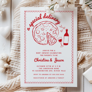 Speciale bezorging Pizza Baby shower Uitnodiging