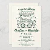 Speciale Bezorging Pizza doodle baby shower meisje Kaart (Voorkant / Achterkant)