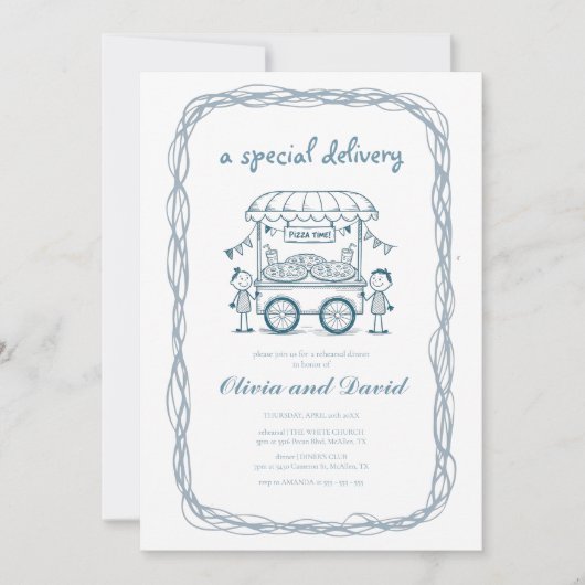 Speciale Bezorging Pizza doodle baby shower meisje Kaart (Voorkant)