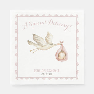 Speciale Bezorging Stork Roze Baby Meisje Baby sho Servet