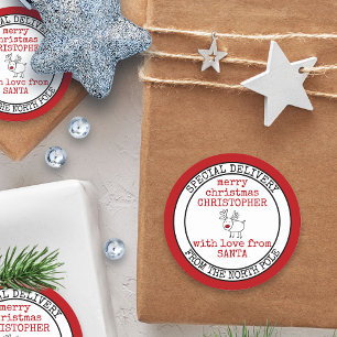 Speciale bezorging van Noordpool Custom Santa Ronde Sticker