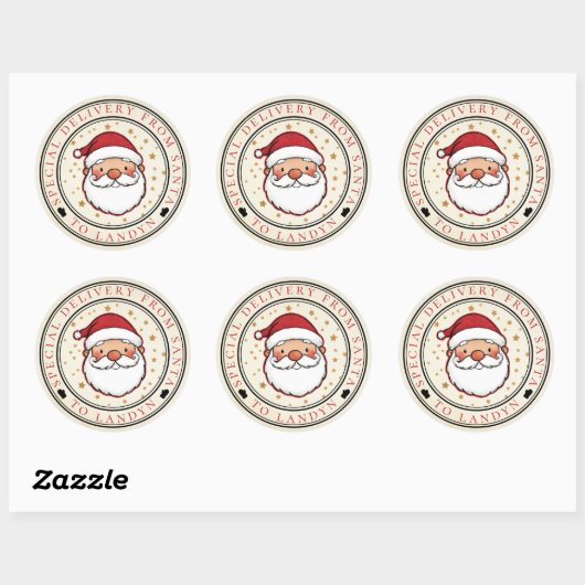 Speciale bezorging van Santa Custom Ronde Sticker (Vel)
