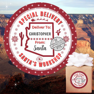 Speciale bezorging van Santa naar Child in Arizona Ronde Sticker