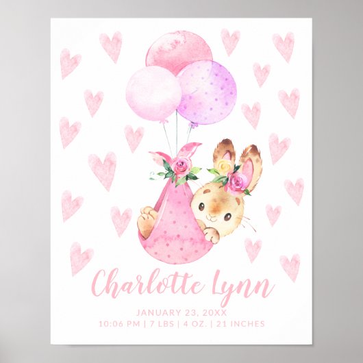 Speciale bezorgingswinkels Bunny Rabbit Baby Stats Poster (Voorkant)