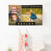 Speciale Birthday Gold Black Stripes Foto Spandoek (Insitu)