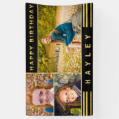 Speciale Birthday Gold Black Stripes Foto Spandoek (Verticaal)