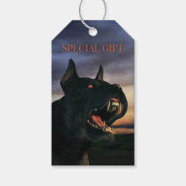 Speciale cadeau. Grote, zwarte hond Cadeaulabel
