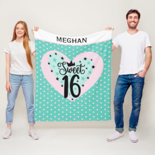 Speciale cadeau! Persoonlijke Sweet 16 Fleece Deken