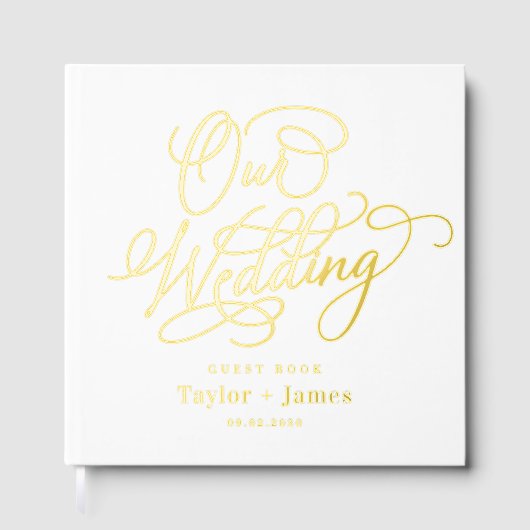 Speciale Dag Bewerkbare Kleur Folie bruiloft gaste Gastenboek (Voorkant)