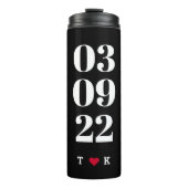 Speciale datum | Aangepaste datum 4 Fotocollage zw Thermosbeker (Voorkant)