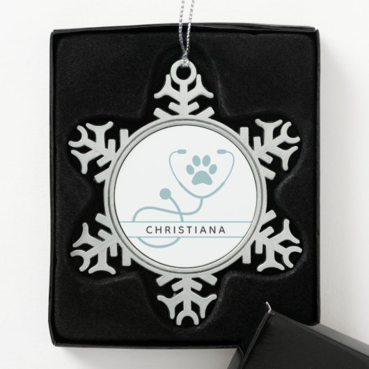 Speciale dierenartsen tin sneeuwvlok ornament (Kistje)
