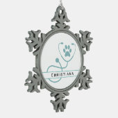 Speciale dierenartsen tin sneeuwvlok ornament (Links)