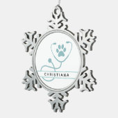 Speciale dierenartsen tin sneeuwvlok ornament (Rechts)