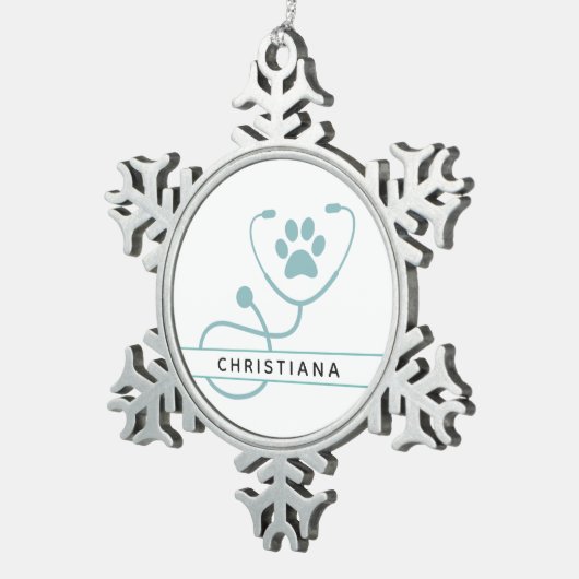 Speciale dierenartsen tin sneeuwvlok ornament (Rechts)