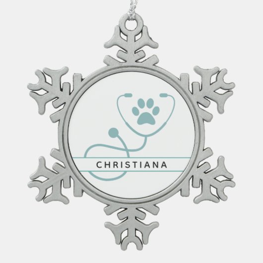 Speciale dierenartsen tin sneeuwvlok ornament (Voorkant)