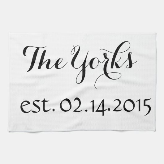 Speciale Dish Towel - Naam en Est. Datum Theedoek (Horizontaal)