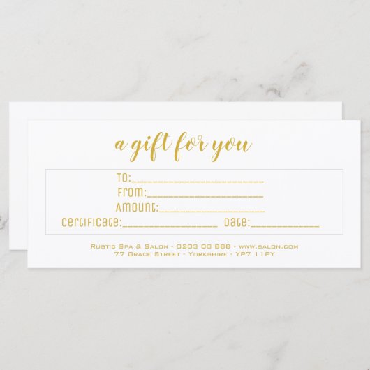 Speciale Elegant White & Gold Script Business (Voorkant / Achterkant)