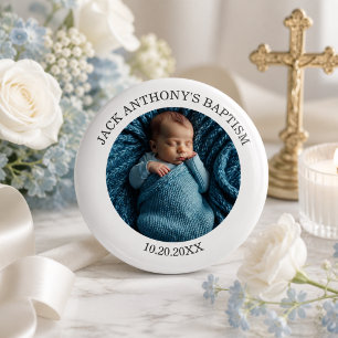 Speciale foto jongensdoop favor ronde button 5,7 cm