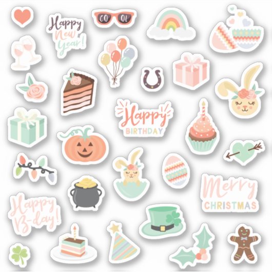 Speciale gelegenheden Feestviering Sticker Set (Voorkant)