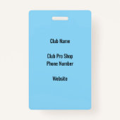 Speciale Golf Event Security Pass Badge (Achterkant)