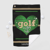 Speciale GOLF-manier van leven zwart/groen/mosterd Golfhanddoek (Insitu)