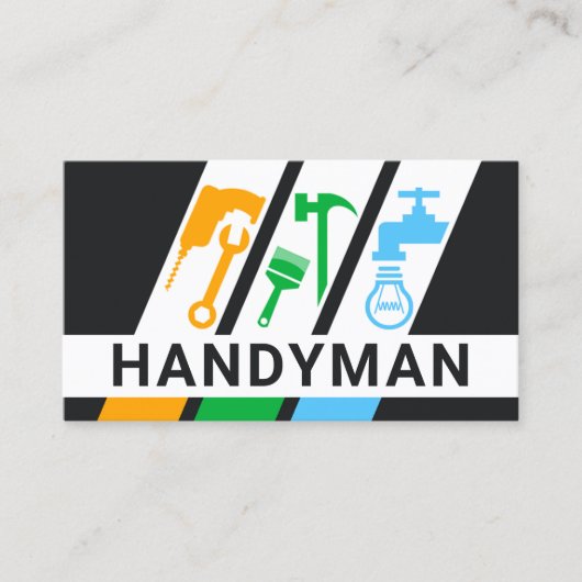 Speciale Handyman Reparatie Tool Stripes Visitekaartje (Voorkant)