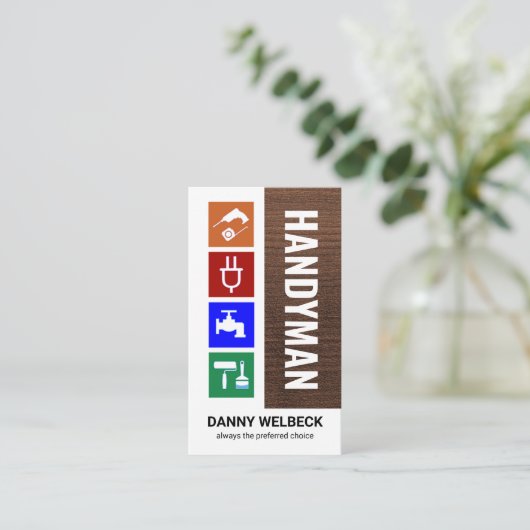 Speciale Handyman Tools Timber Layer Visitekaartje (Staand voorkant)