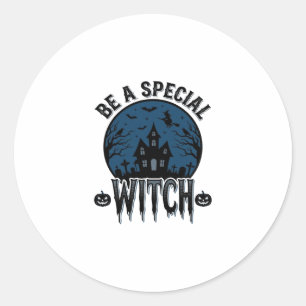 Speciale Heksen Halloween Vintage Gravure Ontwerp_ Ronde Sticker