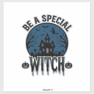 Speciale Heksen Halloween Vintage Gravure Ontwerp_ Sticker