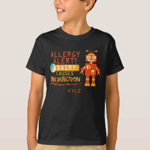 Speciale jongens Oranje Robot Dairy Allergy Alert T-shirt