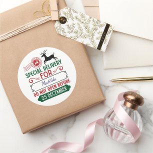 Speciale Kerstbezorging gepersonaliseerd Ronde Sticker