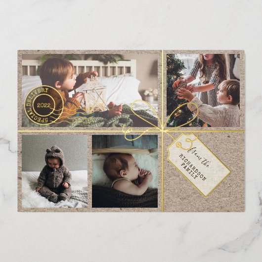 Speciale kerstfoto's voor levering Verzendpakket Folie Feestdagenkaart (Voorkant)