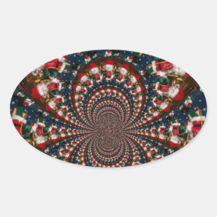 Speciale Kerstman Kaleidoscoop Ontwerp Ovale Sticker
