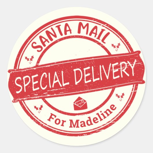 Speciale Kerstman-mail met naam  Ronde Sticker (Voorkant)